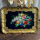 Wooden platter, hand-painted decoration