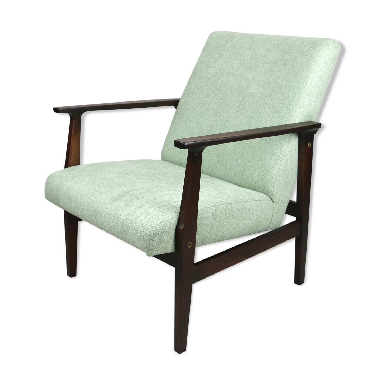 Fauteuil vert clair vintage années 1970