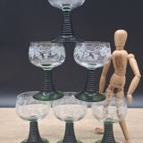Set of 6 chiseled Roemer wine glasses