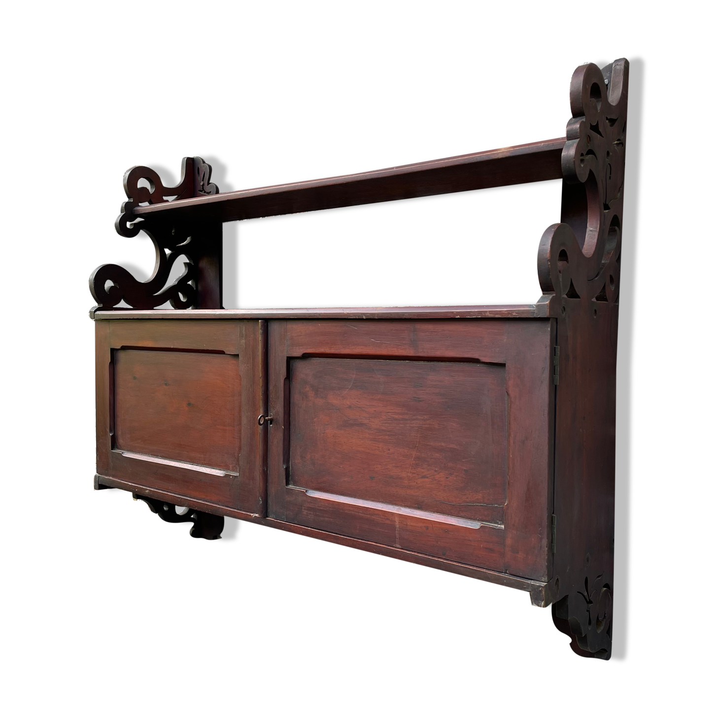 Antique mahogany wall cabinet/shelf