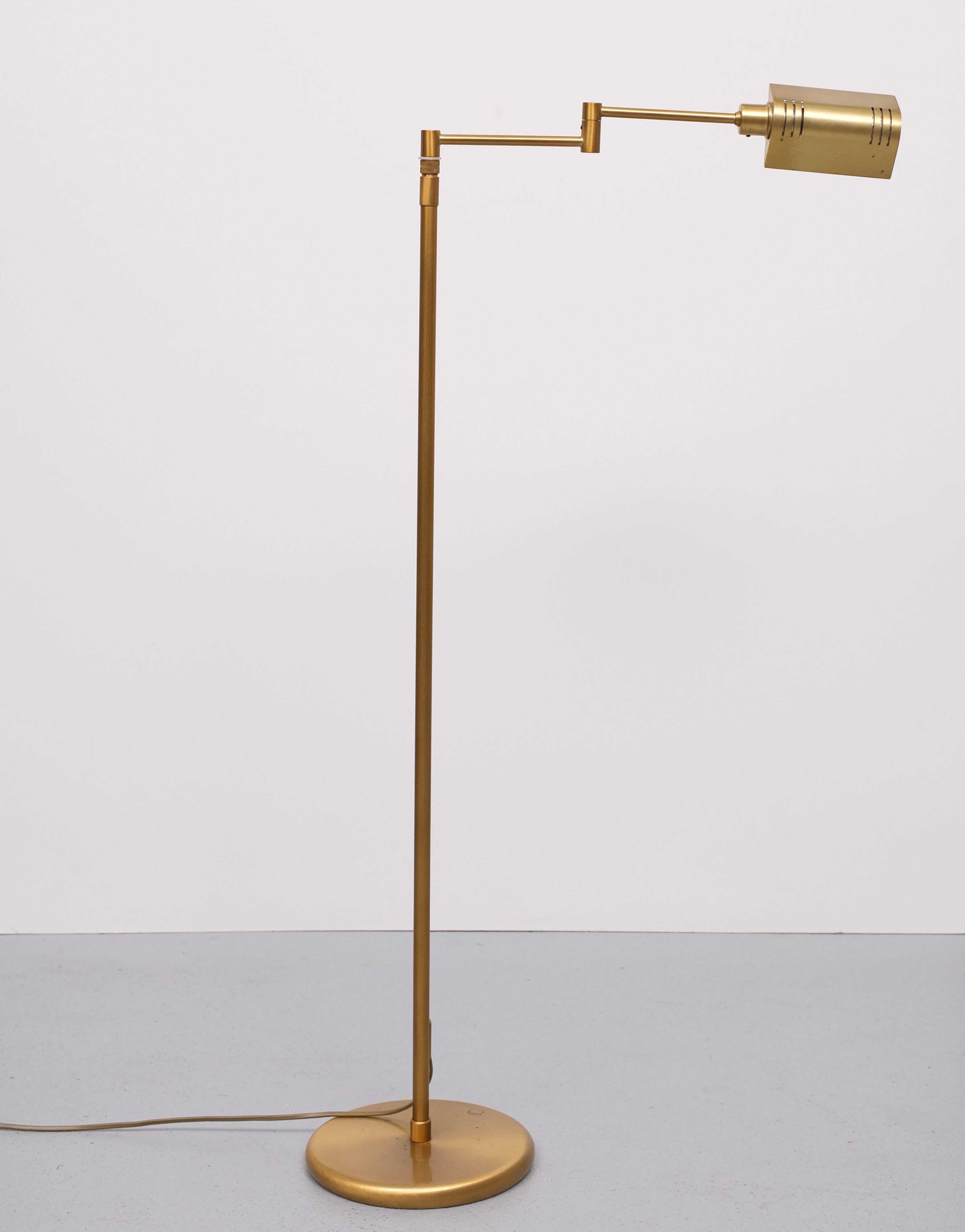 Holtkoetter Swing Arm Brass Floor lamp 1980s Germany