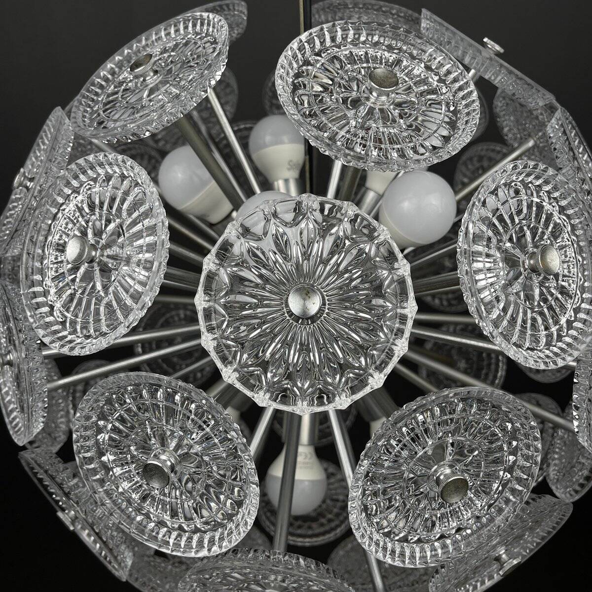 Vintage crystal dandelion lustre, Italy, 1960s