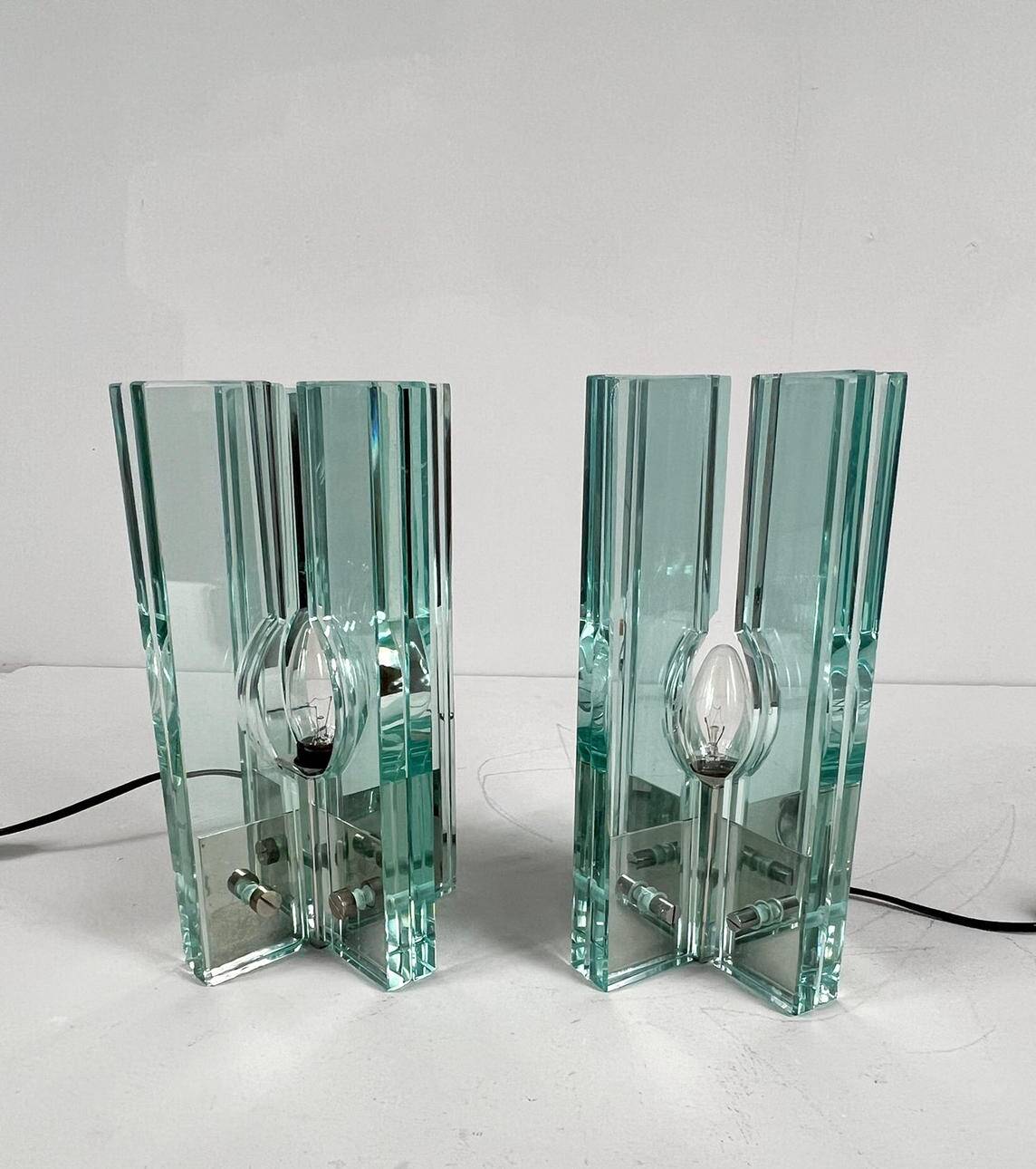 Giorgio Reggiori. Pair of table lamps/glass objects by Giorgio Reggiori for Gallotti & Radice, 1960s, Italy.