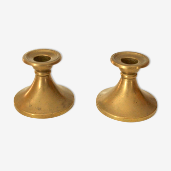 2 solid brass candle holders, marked, vintage from the 1960s