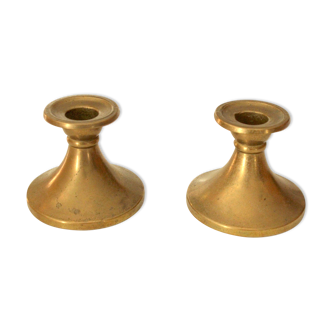 2 solid brass candle holders, marked, vintage from the 1960s