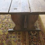 Large antique pine trestle dining table with drawer, Sweden 1780