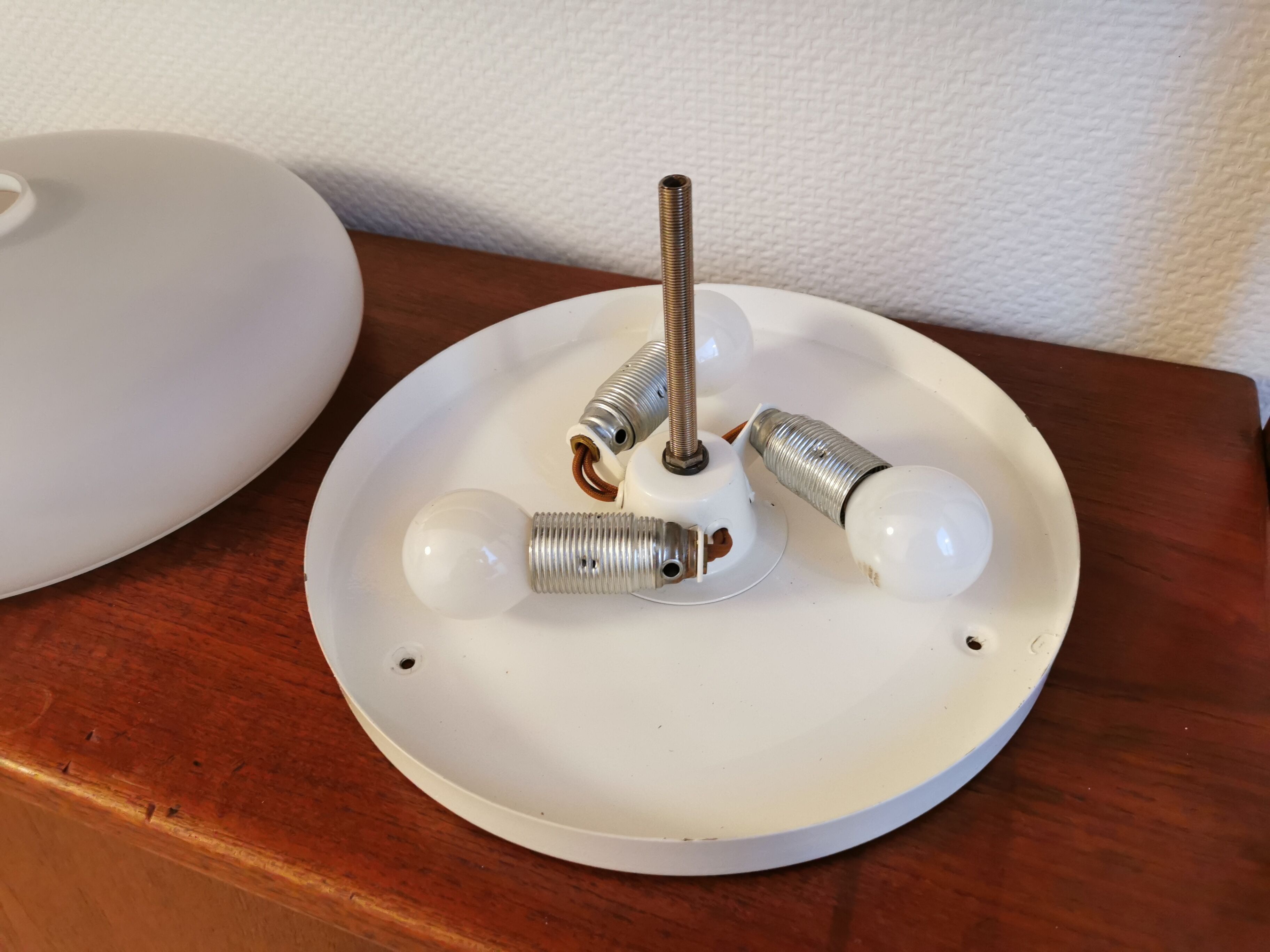 Vintage ceiling lamp in opaline design 70