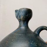 Vintage German brutalist studio pottery vase carafe by Gerhard Liebenthron, 1980.