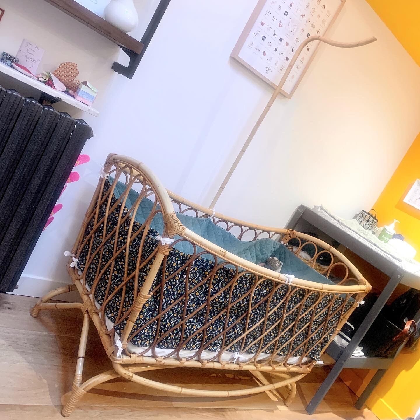 Vintage rattan cradle