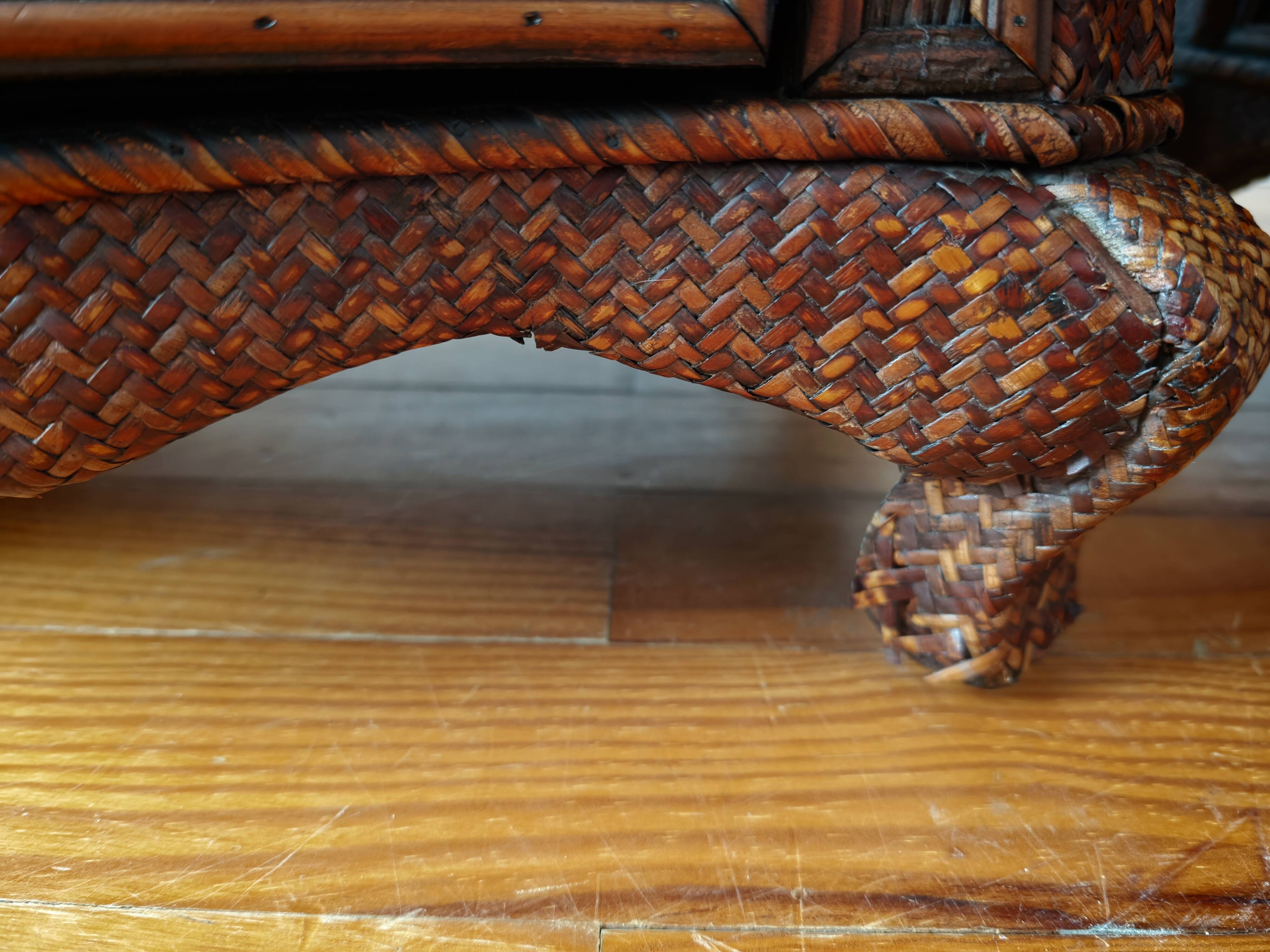 Pair of curved wicker bedside tables