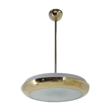 Lustre en laiton fonctionnaliste OVNI, années 1930, restauré