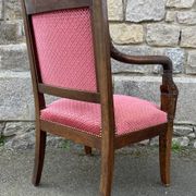 Pair of Empire armchairs, Consulate, walnut and velvet, 19th century.