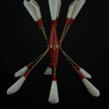 Mid-Century 12 lights chandelier in the manner of Stilnovo. Italy 1950s