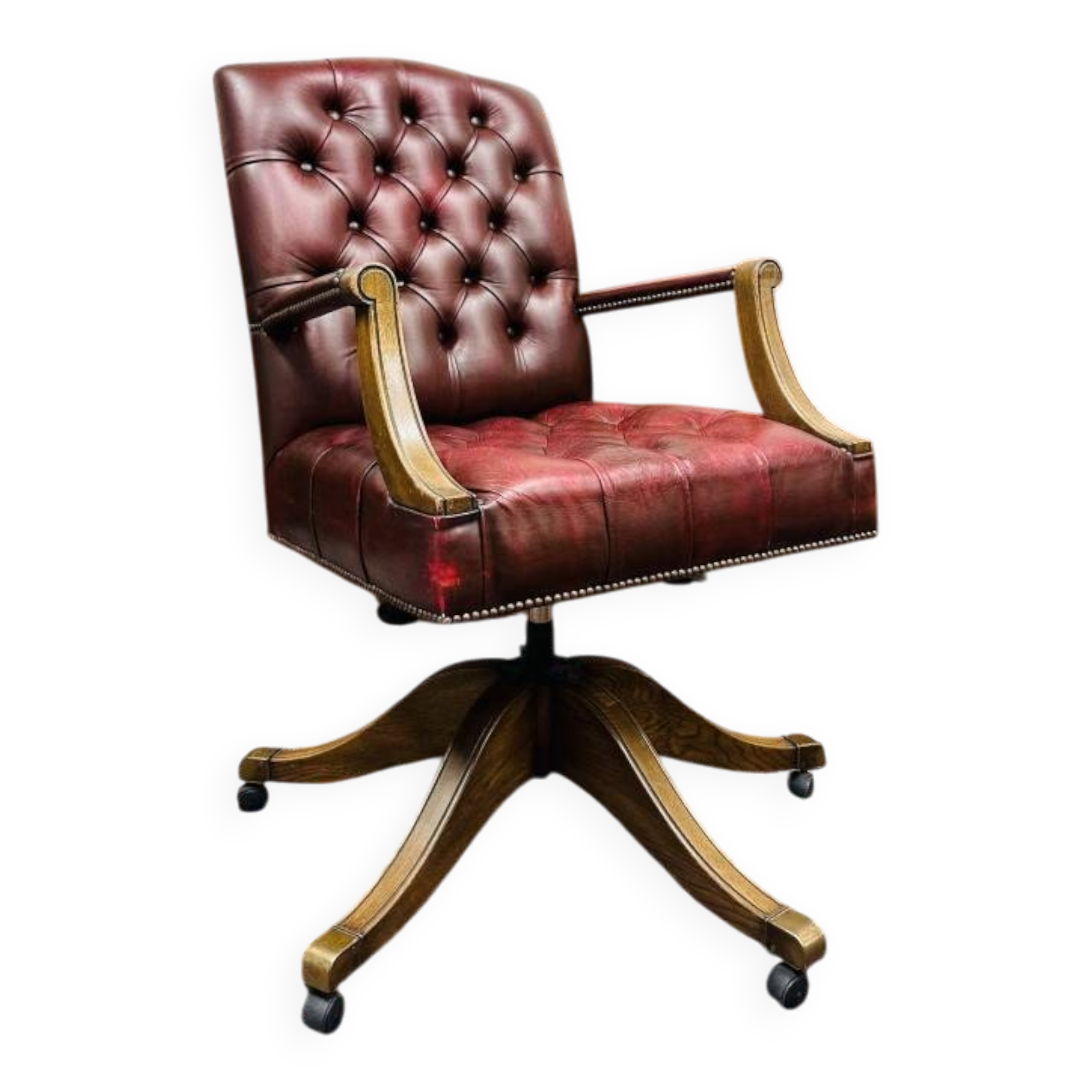 Classic English Oxblood Chesterfield Desk Chair