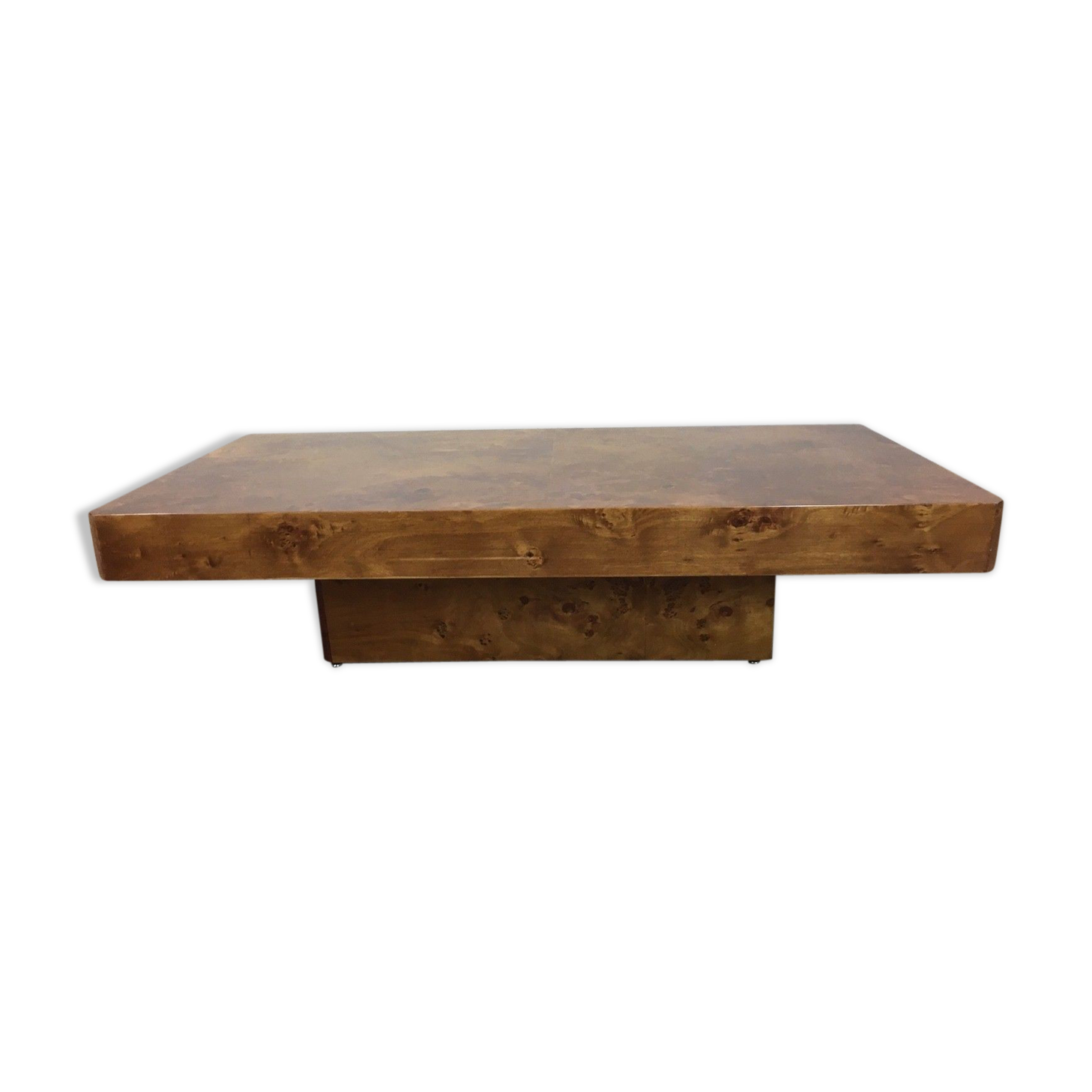 70s walnut magnifying glass coffee table