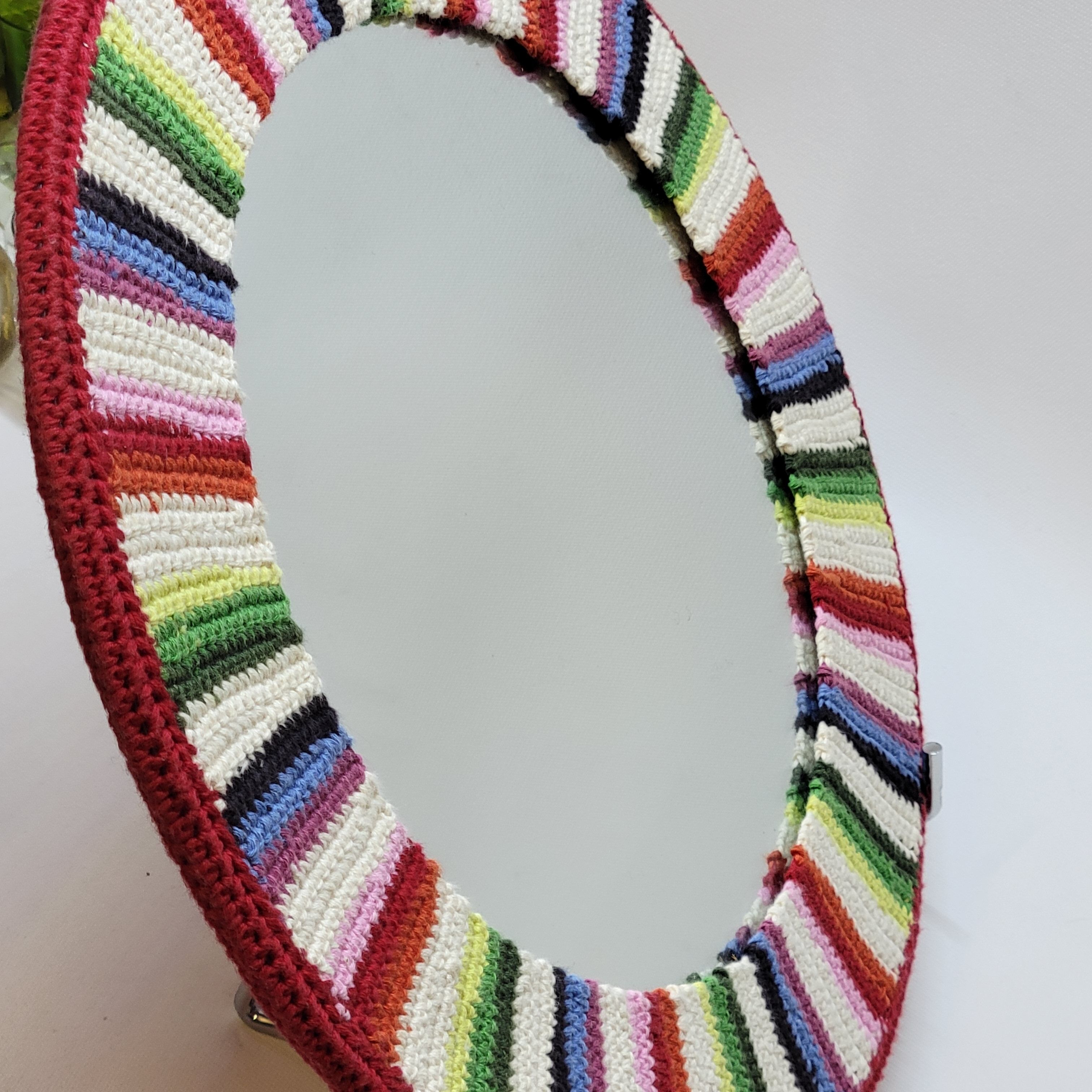 Miroir Rond Mural Cadre Crochet Tricot Bohême