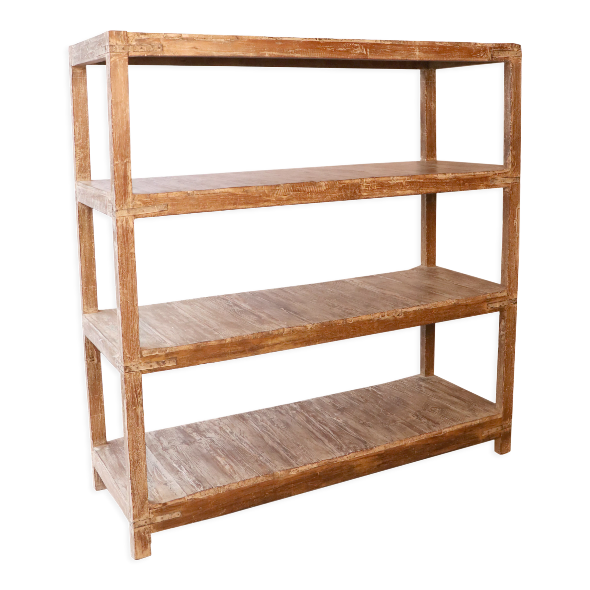 Old burmese teak workshop shelf original unbleached patina