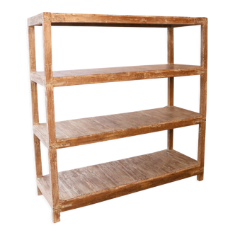 Old burmese teak workshop shelf original unbleached patina