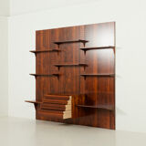 Poul Cadovius rosewood wall unit with back panels Cado, Denmark, 1960s