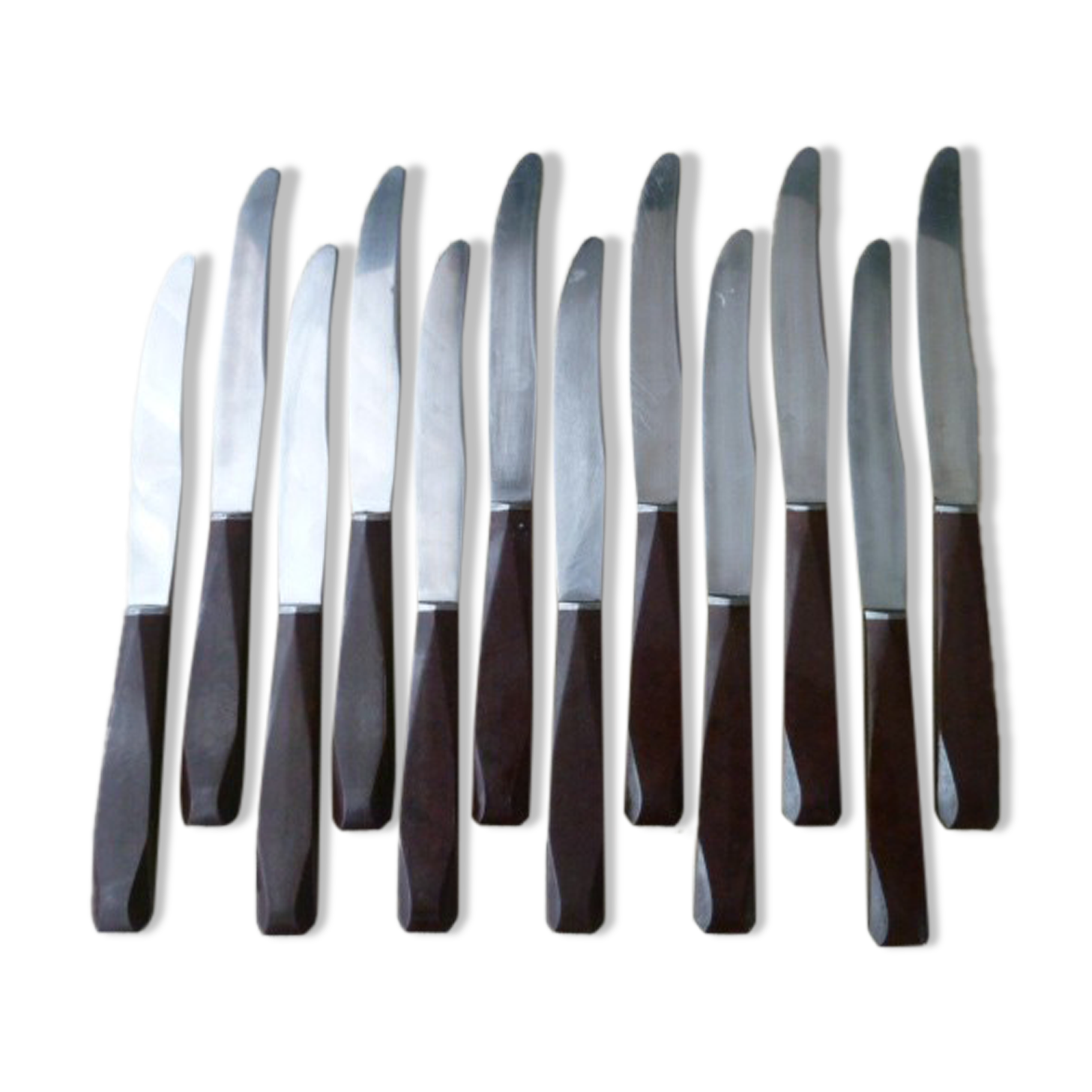 Box of 12 table knives in stainless steel and bakelite EC 144