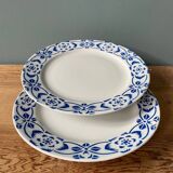 Set of two low vintage Sarreguemines earthenware compote bowls