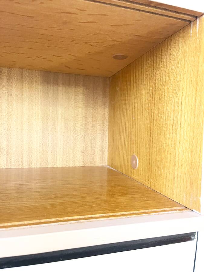 Pink glass wall bookcase, 1960