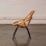 Fauteuil en rotin pieds métal