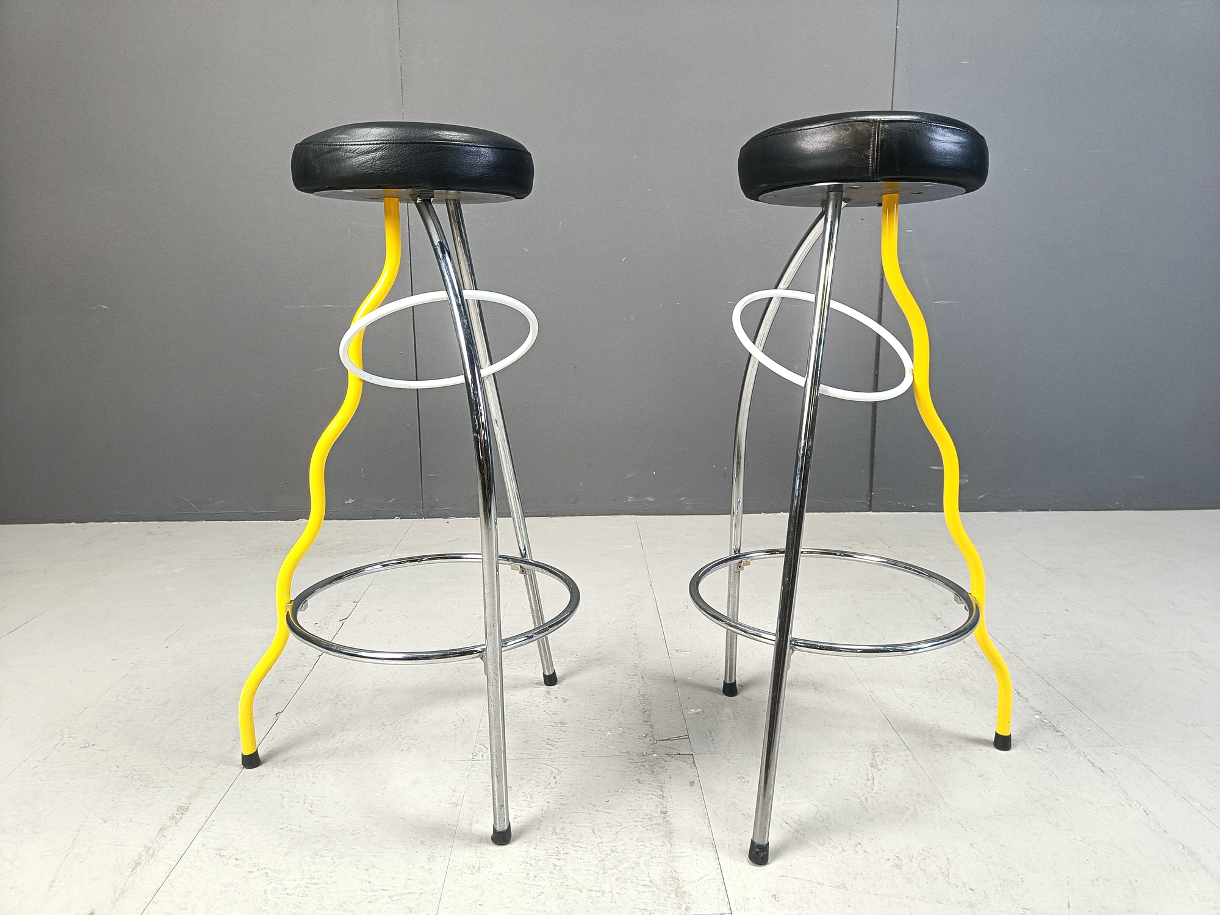 Pair of Duplex stools by Javier Mariscal for BD 1980s Memphis