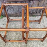 Nesting coffee tables, bamboo, rattan and glass, 70s
