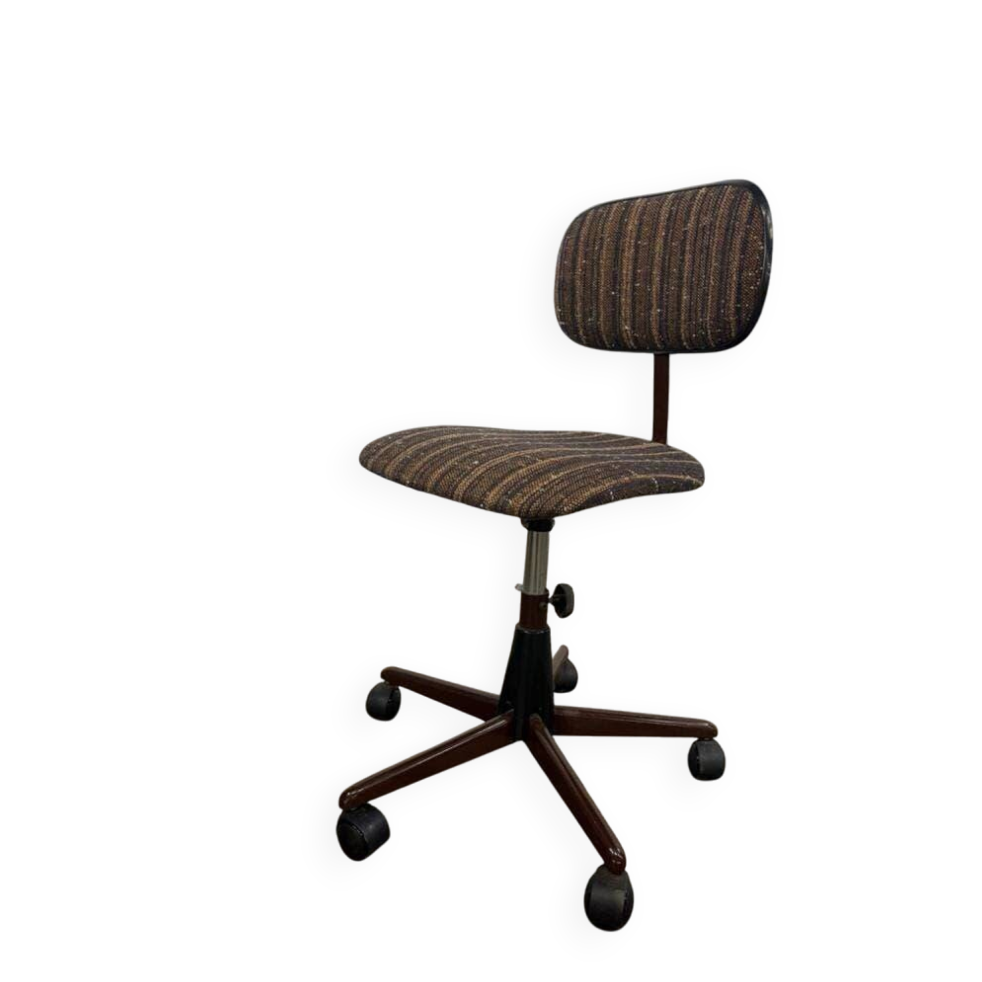 Brown vintage office chair from the 70s on wheels.