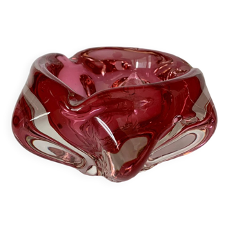 Pink Bowl by Jozef Hospodka for Chribska Sklarna, 1960s