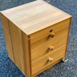 Commode table de chevet en bois massif avec 3 tiroirs