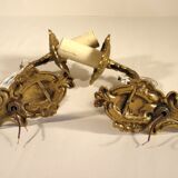 Pair of wall clams in gilded bronze stamps