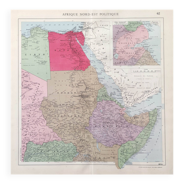Old map North-East Africa Egypt Libya Sudan 1950