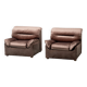 Pair of vintage lounge armchairs in brown velvet – 1970s