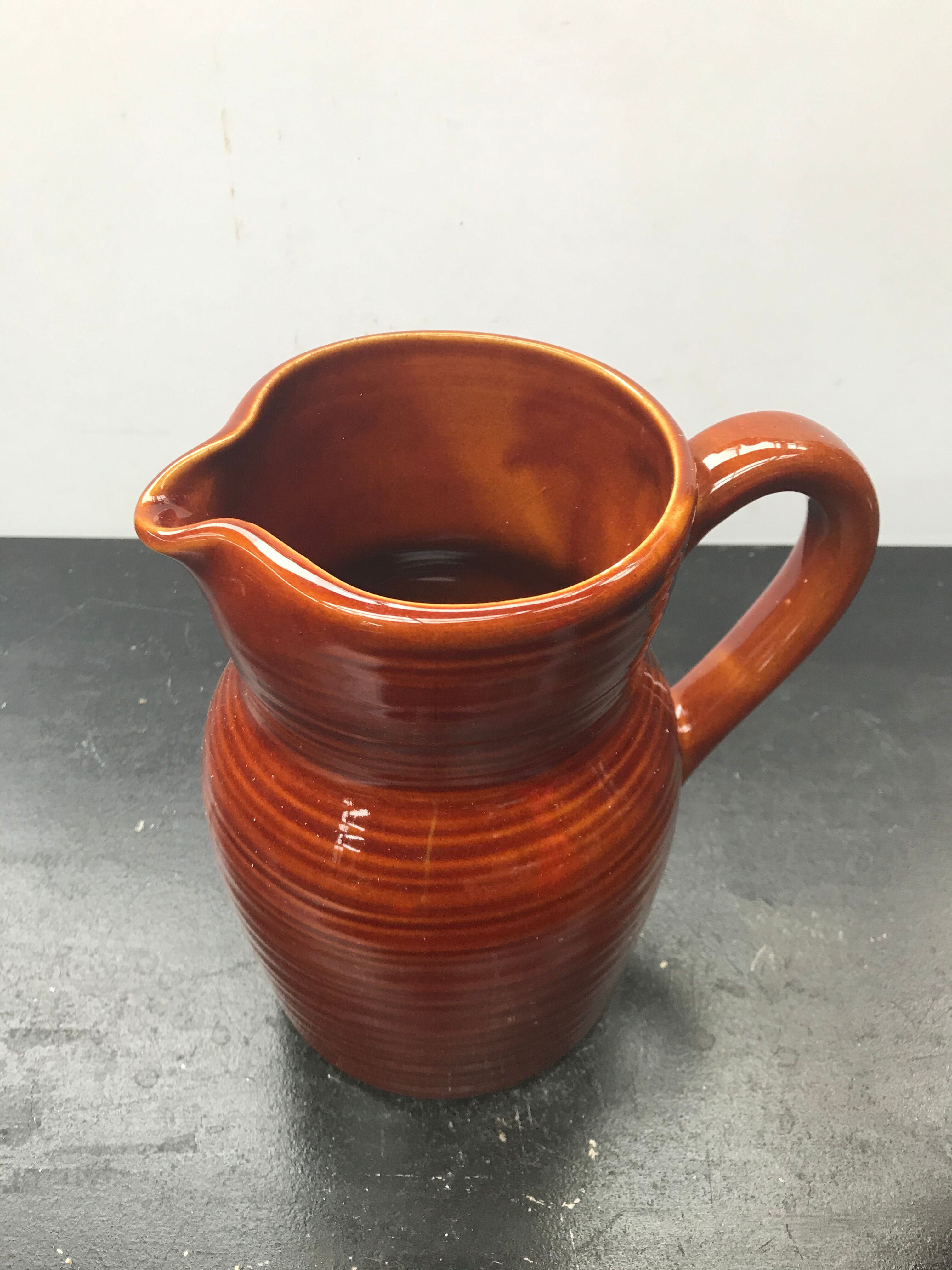 Former pitcher 2l ceramics striped brown 70s vintage