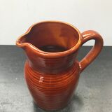 Ancien pichet 2l céramique rayée marron années 70 vintage