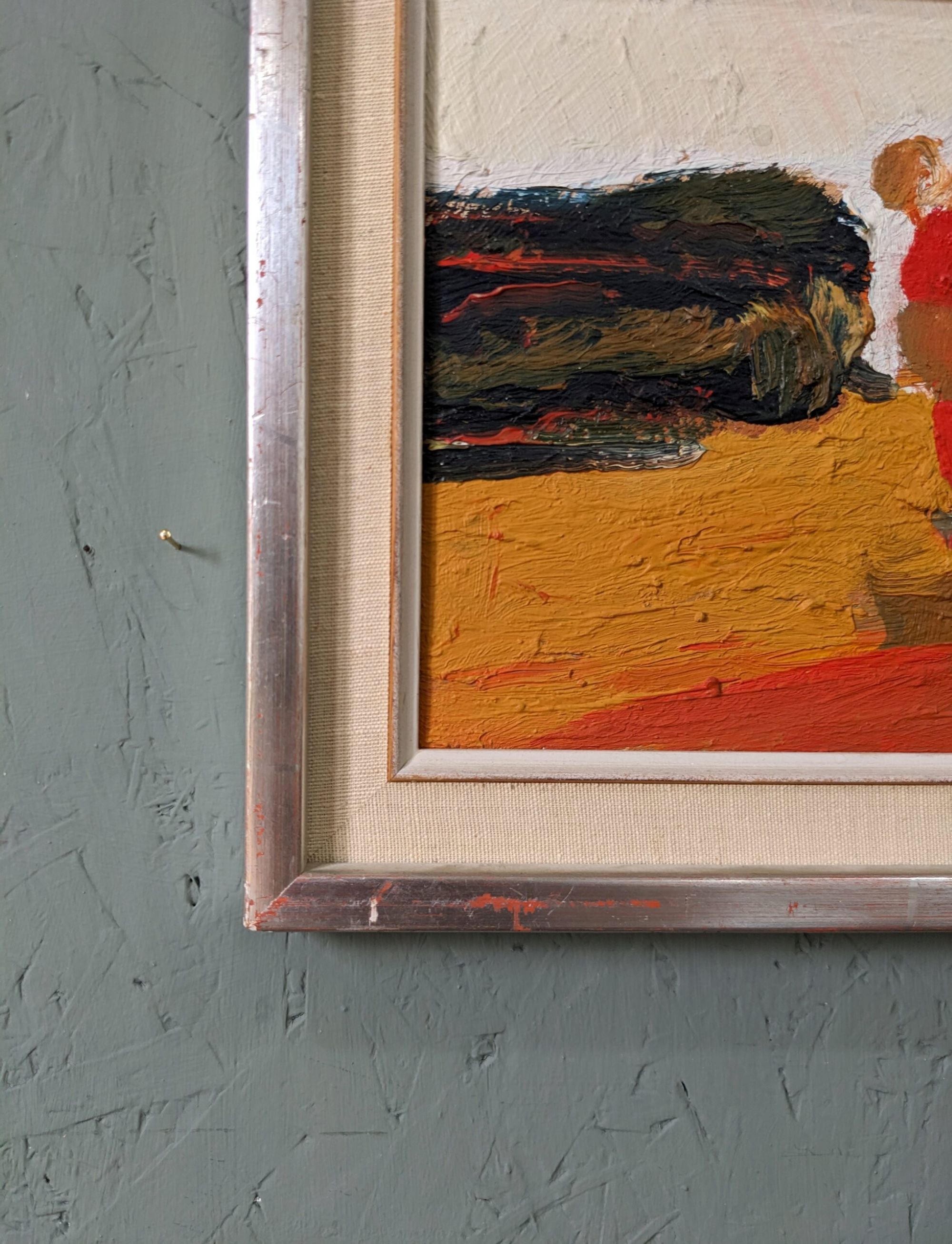 1965 Mid-Century Modern Swedish "Connection", Abstract Framed Oil Painting by Ivar Morsing