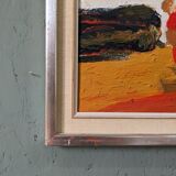 1965 Mid-Century Modern Swedish "Connection", Abstract Framed Oil Painting by Ivar Morsing