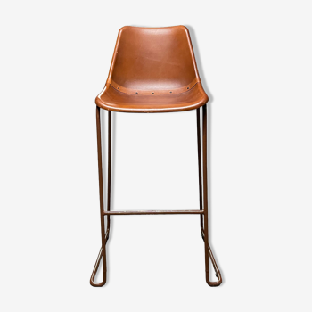 Vintage bar chair goat leather brown