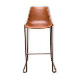 Vintage bar chair goat leather brown
