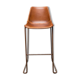 Chaise de bar vintage cuir de chèvre marron
