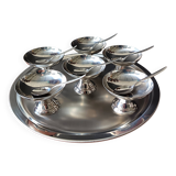 Set of 6 cups, tray and ice cream spoons guy degrenne "modern line"