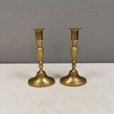 A set of vintage brass candlesticks, made by MALM Denmark in the 1960-70s.