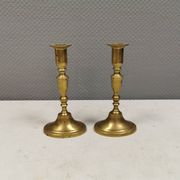 A set of vintage brass candlesticks, made by MALM Denmark in the 1960-70s.