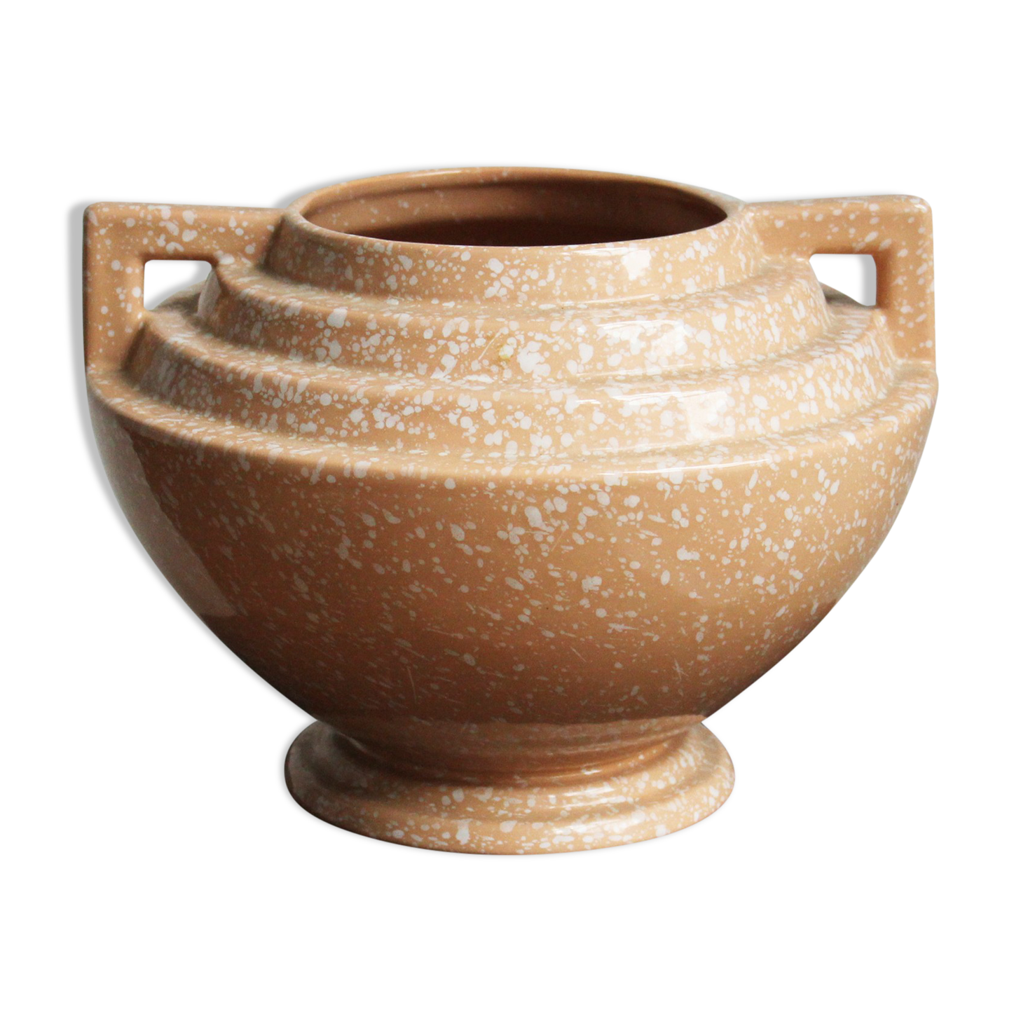 Vase original rose pâle moucheté de blanc