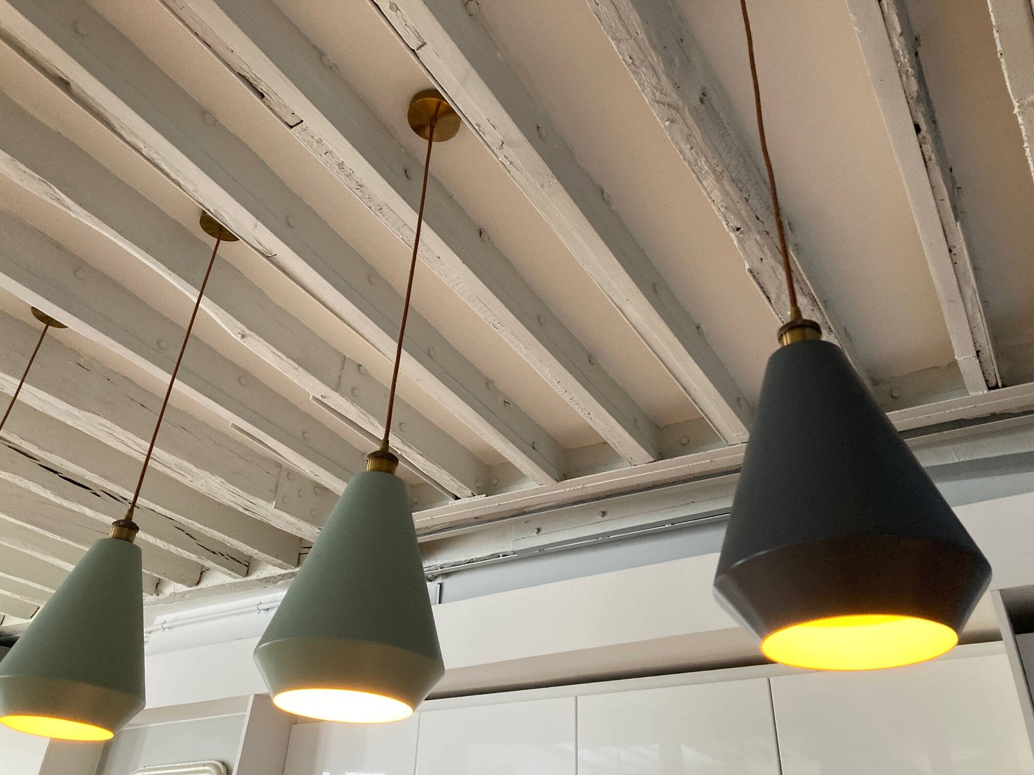 5 lampshade suspensions made and Girard Sudron LED filament bulbs