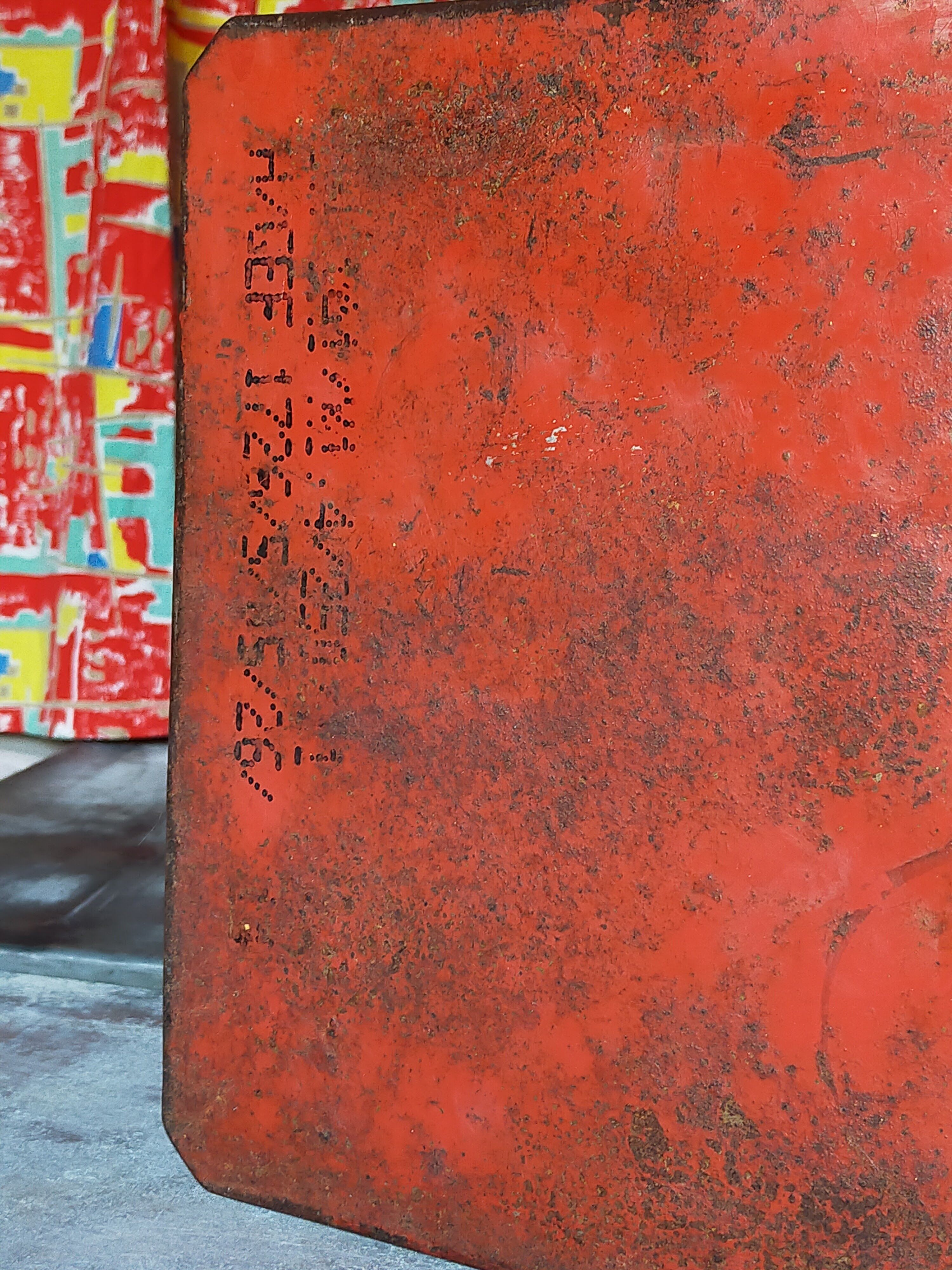 Vintage industrial stool made of recycled sheet metal