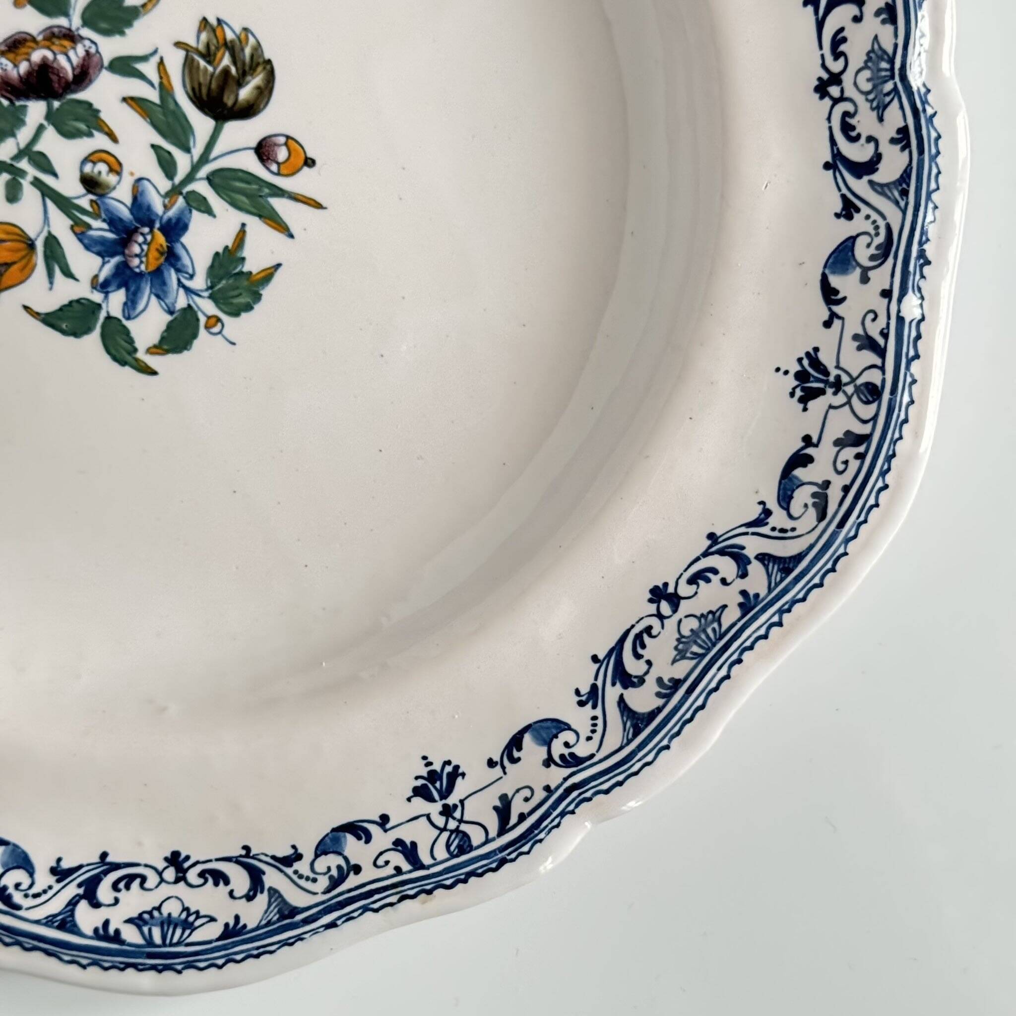 2 Moustiers Earthenware Plates | 18th Century | Colorful Floral Decor