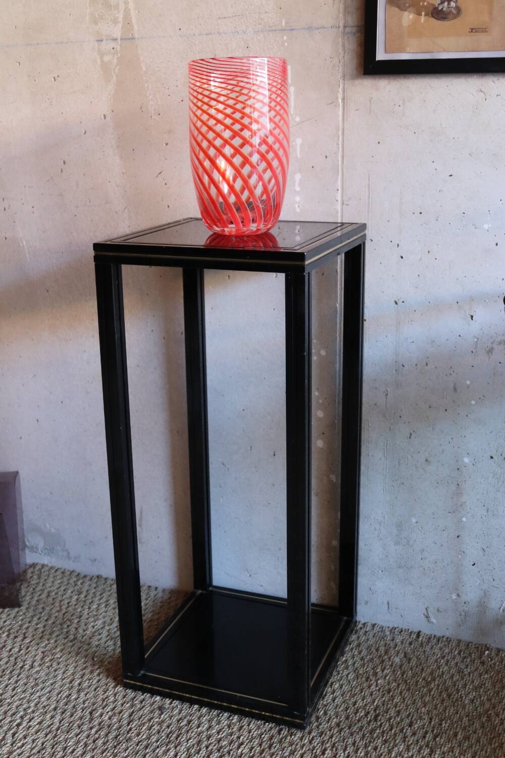 Black pedestal table Pierre Vandel 80s/90s